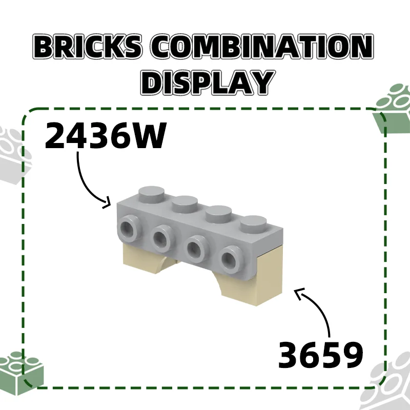 Wange 81Pcs/Lot 3659 1x4x2 Flat Arch Building Blocks MOC Construction Accessories Parts Compatible with Brick Children Toys Gift
