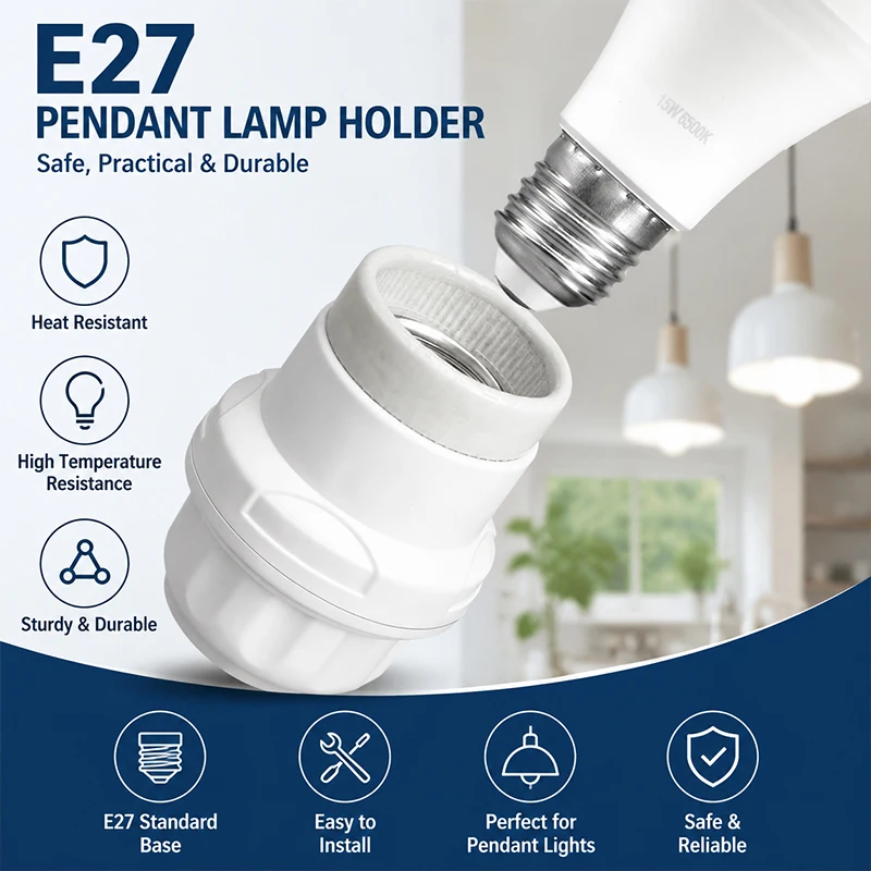 1PCS E27 Pendant Lamp Holder Socket Screw Base Light Bulb Socket Hanging Lamp Base for LED Energy Saving Bulbs
