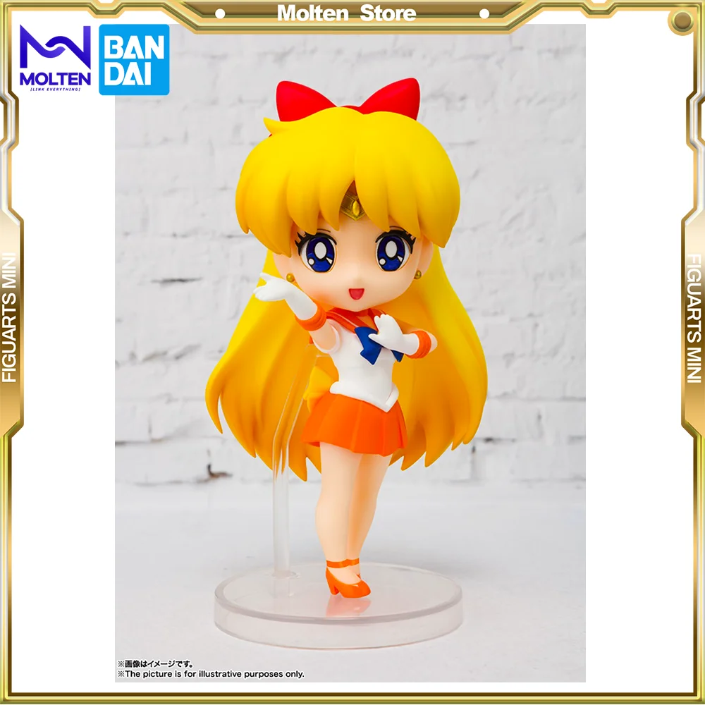 BANDAI Original Figuarts Mini Sailor Venus Anime Action Figure PVC Figure Pretty Soldier Sailor Moon