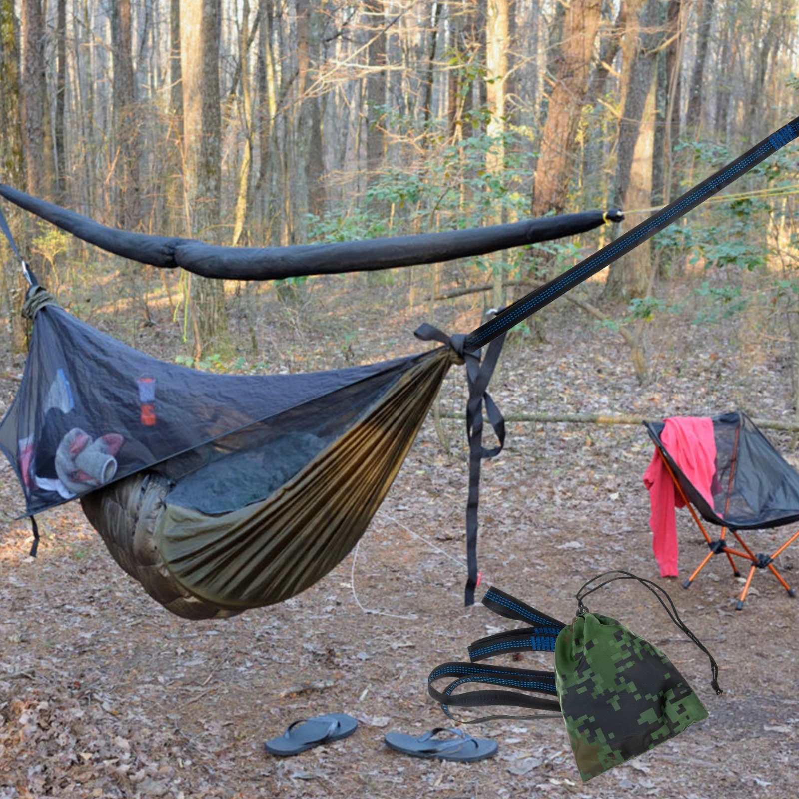 

Hammock Fixing Camping Rope Adjustable Polyester Webbing Tree Straps Durable Portable Wear Resistant Strap Set For Outdoor Use