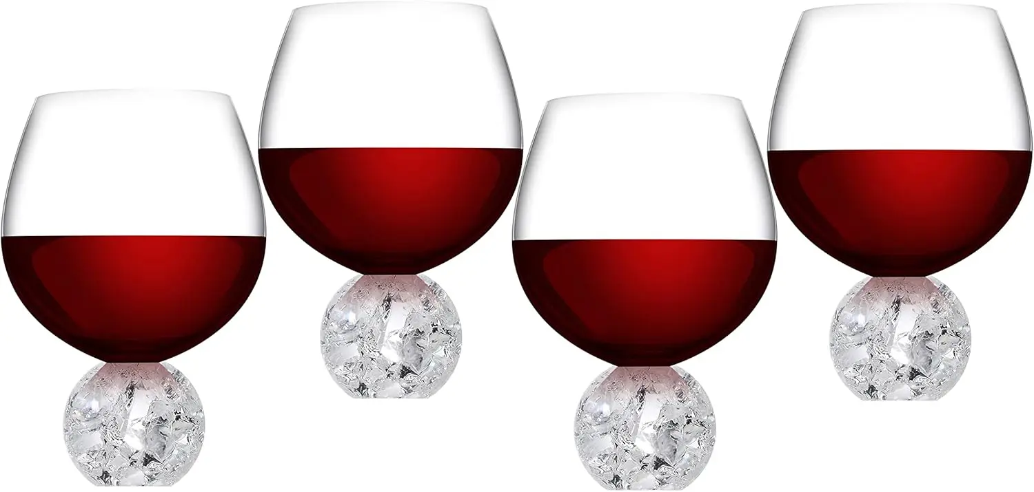

20oz Crystal Wine Glasses Set of 4 With Ball Base - Gift for Wine Tasting, Anniversary, Birthday - Large Unique Glasses for Red