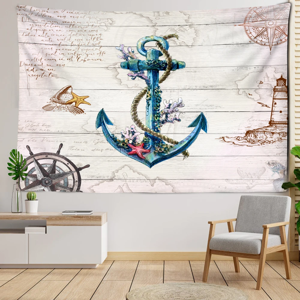 

Wooden Boat Anchor Tapestry Wall Hanging Simple And Abstract Natural Art Bohemian Hippie Tapitz Living Room Home Decor