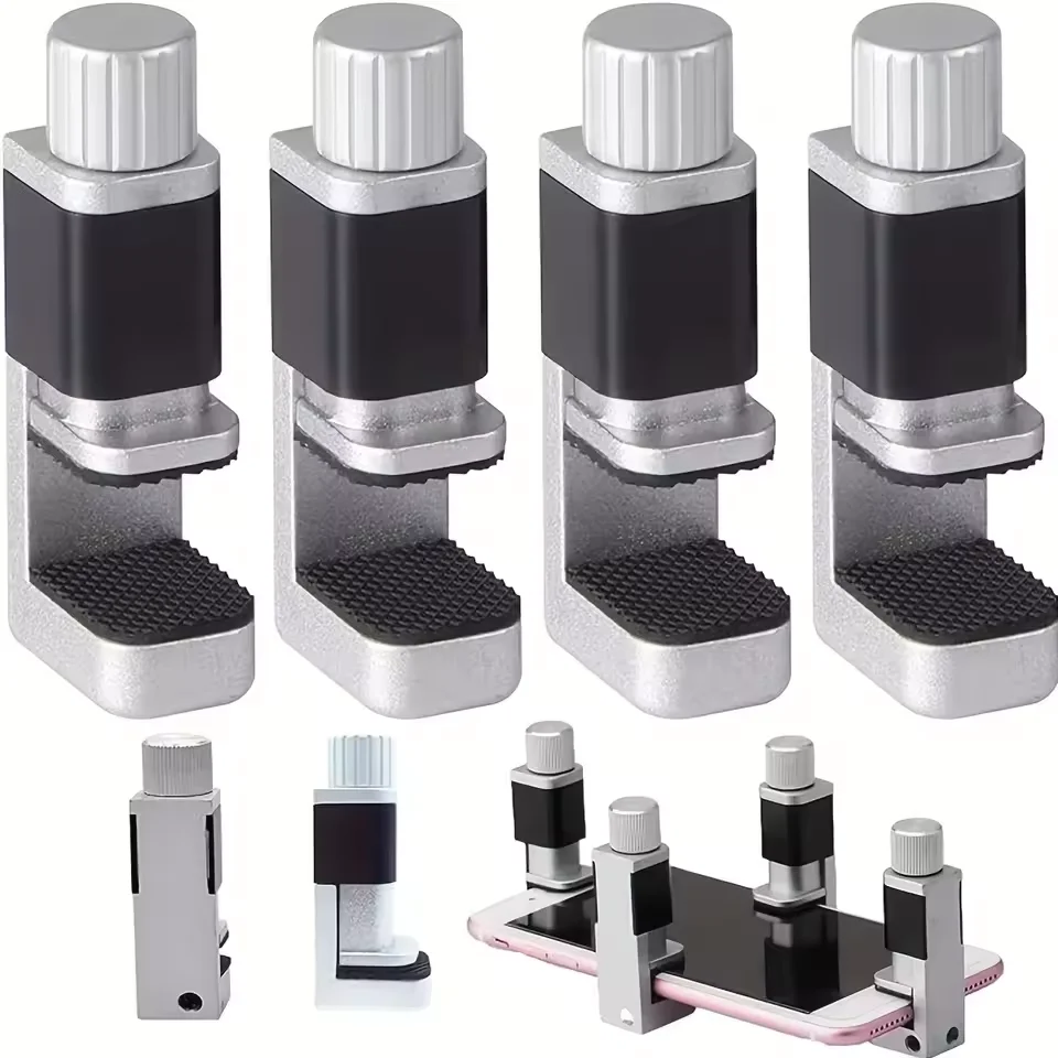 

4PCS Aluminum Alloy Universal Mobile Phone Clips Adjustable LCD Screen Fastening Fixture Holder Fixing Clamps for Phone Tablet