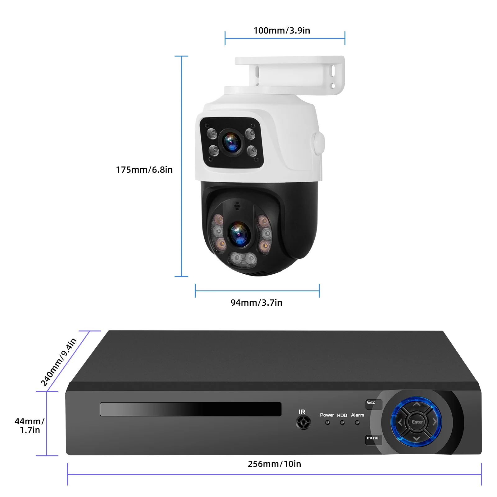 KERUI 6MP-POE Surveillance System Dual Lens PTZ Two Way Audio POE Security Camera System