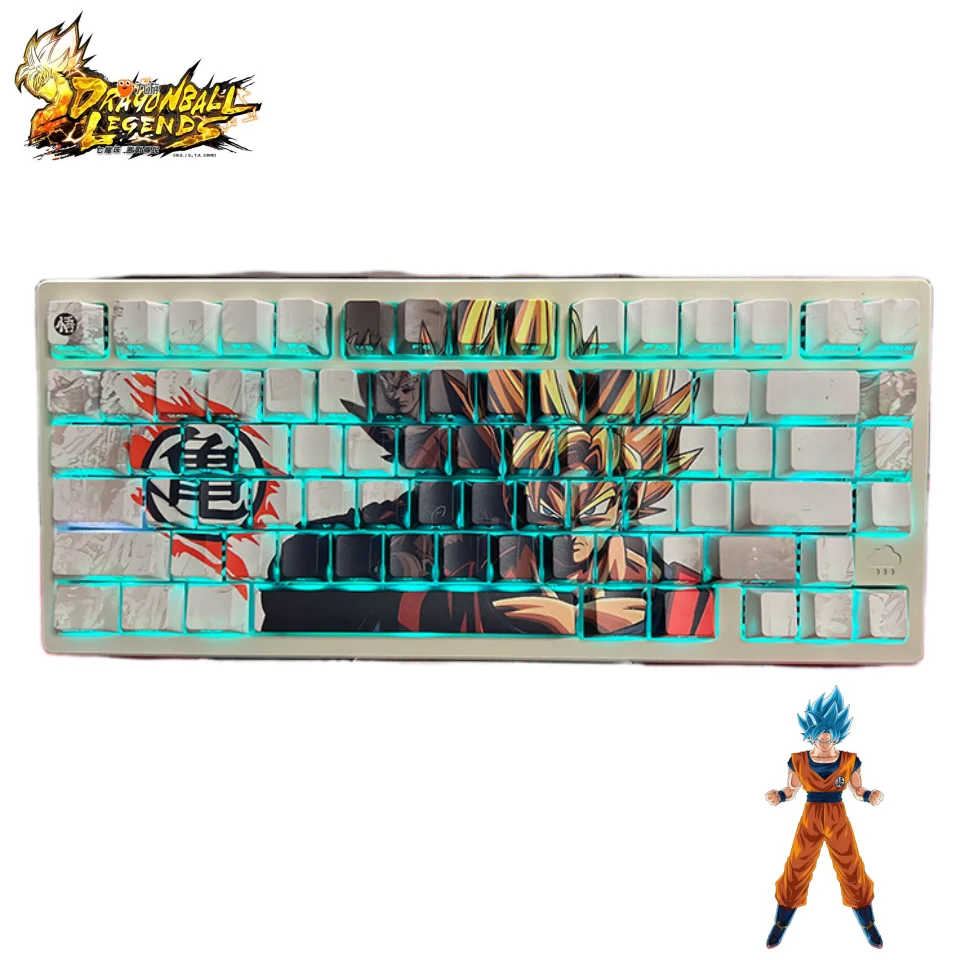 

Колпачки для клавиш Dragon Ball с боковой гравировкой, полупрозрачные аниме Kakarot Super Saiyan PBT, сублимационный японский индивидуальный подарок на день рождения