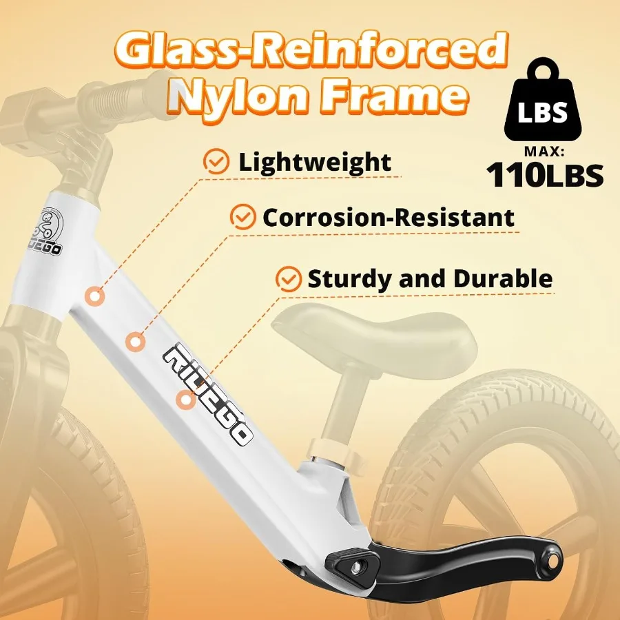 دراجة توازن 14 بوصة لعمر 2-6 سنوات، دراجة خفيفة الوزن مع مقعد قابل للتعديل، دراجة دفع مع إطارات مطاطية هوائية، ألعاب للركوب #3