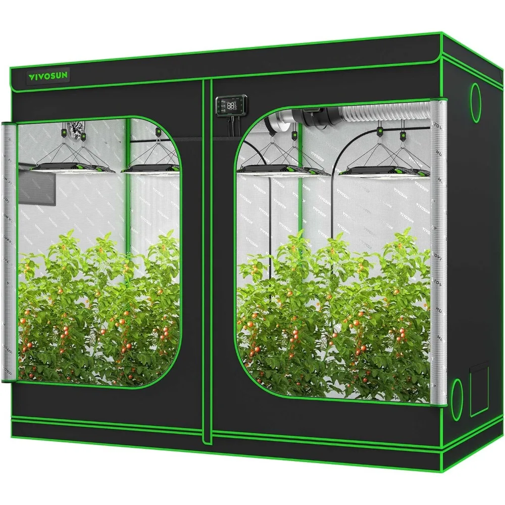 

S848 4x8 Grow Tent, 96"x48"x80" High Reflective Mylar with Observation Window and Floor Tray for Hydroponics Indoor