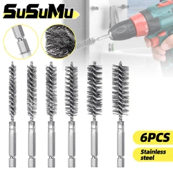 6 Pcs 8-19mm Wire Tube Machinery Cleaning Brush Rust Cleaner Washing Polishing for Automotive Manufacturing Processing Tools