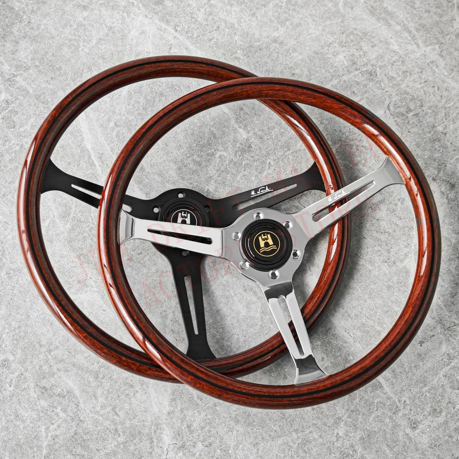380mm 15" Classic Vintage Wood Steering Wheel Abs Wolfsburg Racing Sport