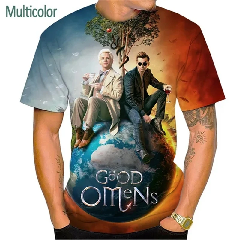 Tshirts Comedy Movie Good Omens 3D Printed Summer Tees Streetwear Crew Neck Short Sleeve Oversized Men Women Kids Tops clothing