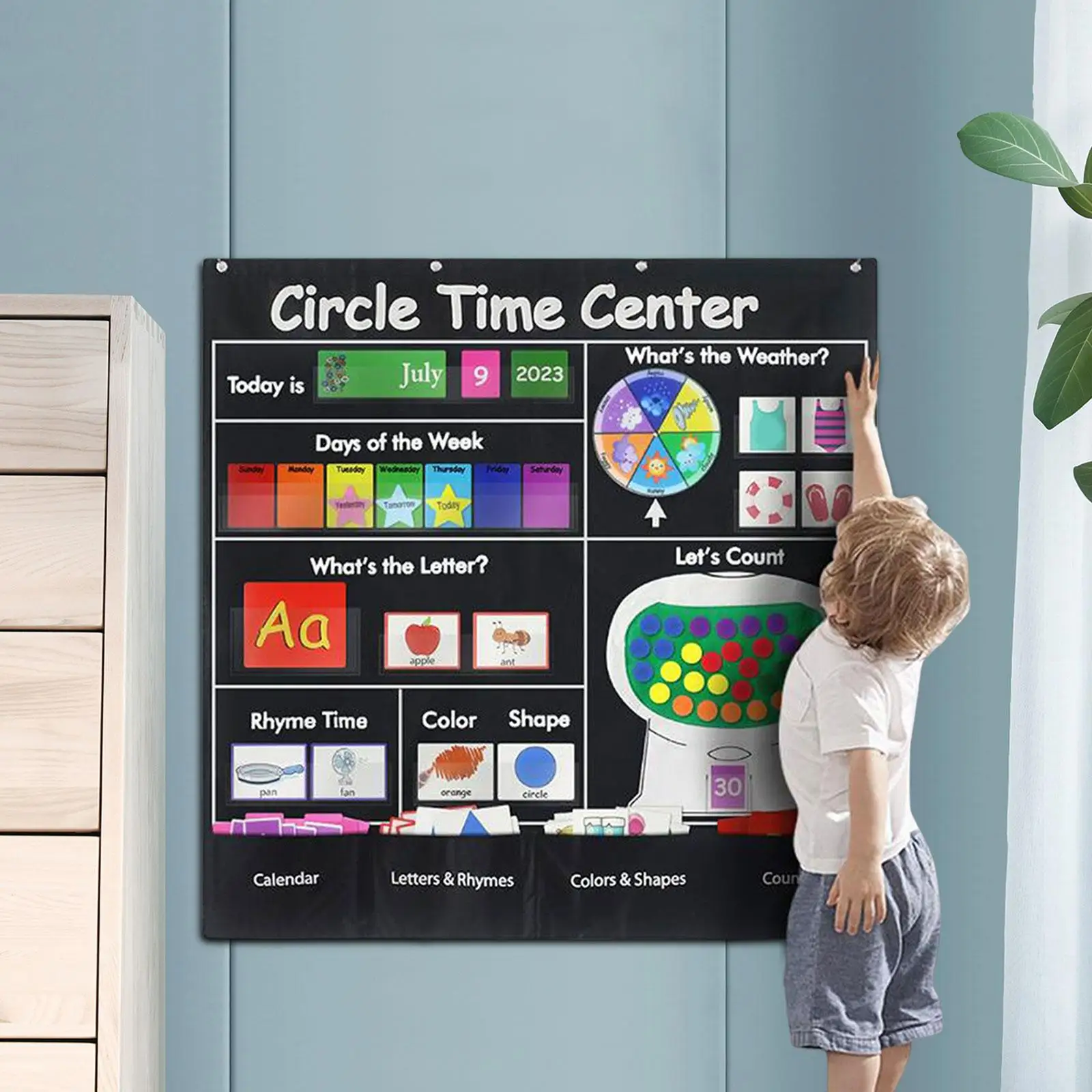 Circle Time Counting Pocket Chart, Contando para ensinar Supp, Color Shape