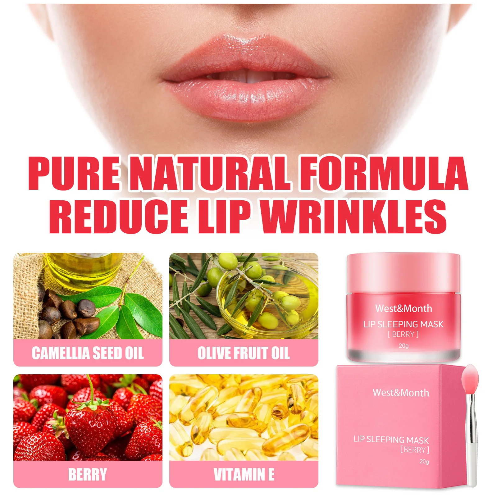 20g Berry Lip Schlaf Maske Nacht Schlaf Wartung Feuchtigkeitsspendende Verblassen Lip Linien Pflegende Lip Balm Hautpflege Koreanische Kosmetik