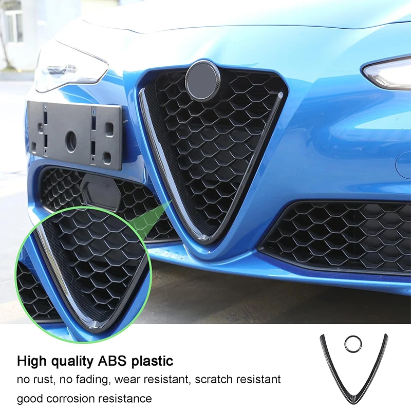 

ABS Carbon Fiber Texture Front Grille Decoration Frame Cover For Alfa Romeo Giulia 2017-2020 Exterior Accessories