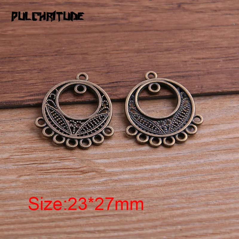 12pcs 23*27mm Two Color Zinc Alloy Necklace Charm Jewelry DIY Hollow Round Connector Pendant Necklace