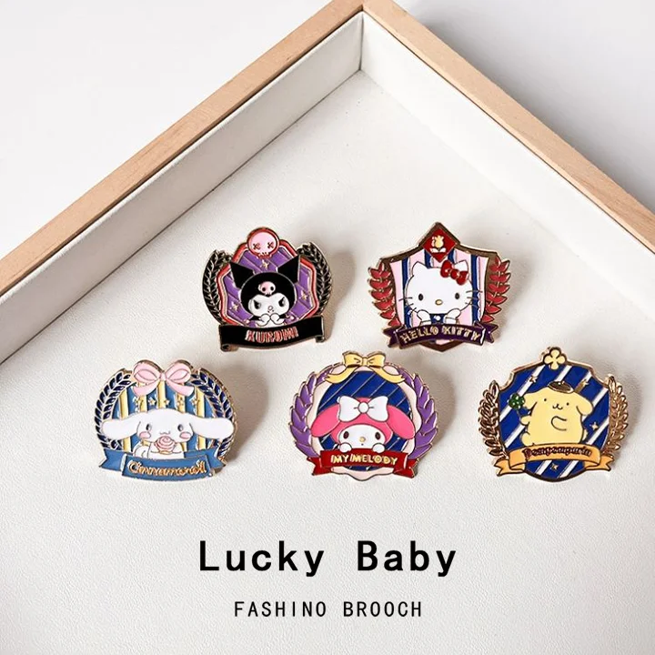 

Kawaii cartoon anime characters Sanrio metal badge Kuromi pop college style Yugui dog brooch cartoon melody cute pin wholesale