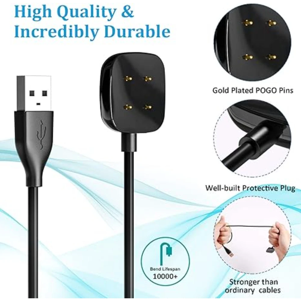 The 2 Pack is for Fitbit Sense 2/Sense/Versa 4/Versa 3 USB Smartwatch Charger Replacement Charger
