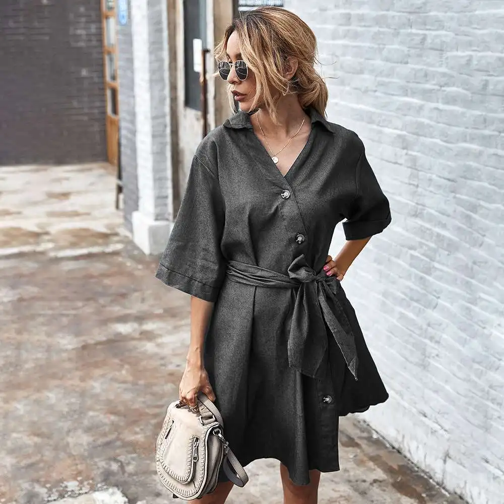 Dames casual denim met bandjes Dr herfst winter midden taille lange rok vijf Sve pure kleur polyestervezel 00%