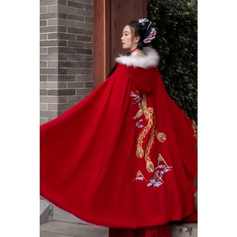 الشتاء نمط عباءة فنغ Qiuhuang Hanfu الإناث حقيقية الأصلي التطريز الصناعة الثقيلة التطريز الصوف سميكة عباءة عباءة #2