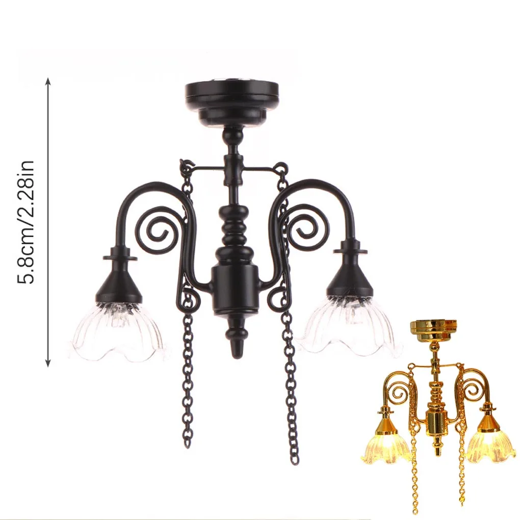 

Dollhouse Wall Light Vintage Miniature Chandelier Model Simulation Ceiling Lamp for Kids Doll House Furniture Decor ABS