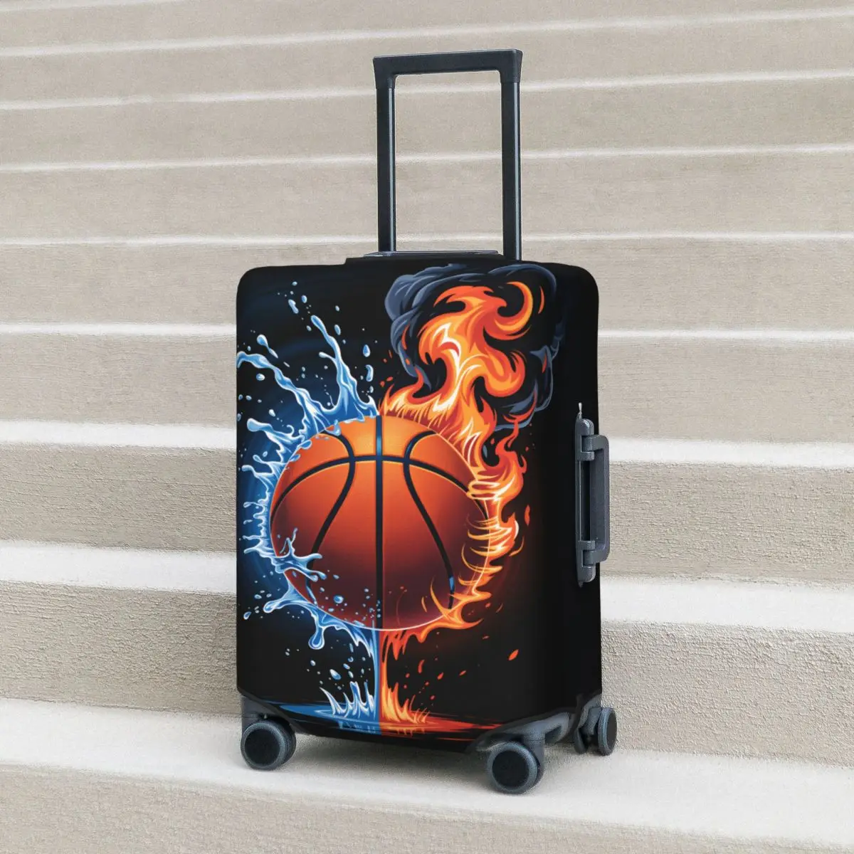 

Glowing Blue Basketball In Hoop Suitcase Cover Vacation Useful Luggage Accesories Cruise Trip Protector