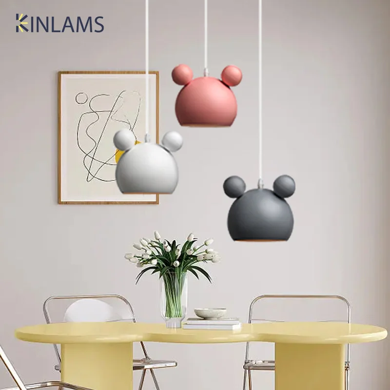 

Nordic Simple Bear Ceiling Pendant Lamps Living Room Dining Table Small Chandelier Lighting Children's Room Decoration Lights