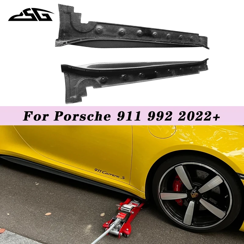 

For Porsche 911 992 2022+ Carbon Fiber Side Skirt Apron Extension Lip Splitter Spoiler GT3 Style Rocker Panels Protect Body kit