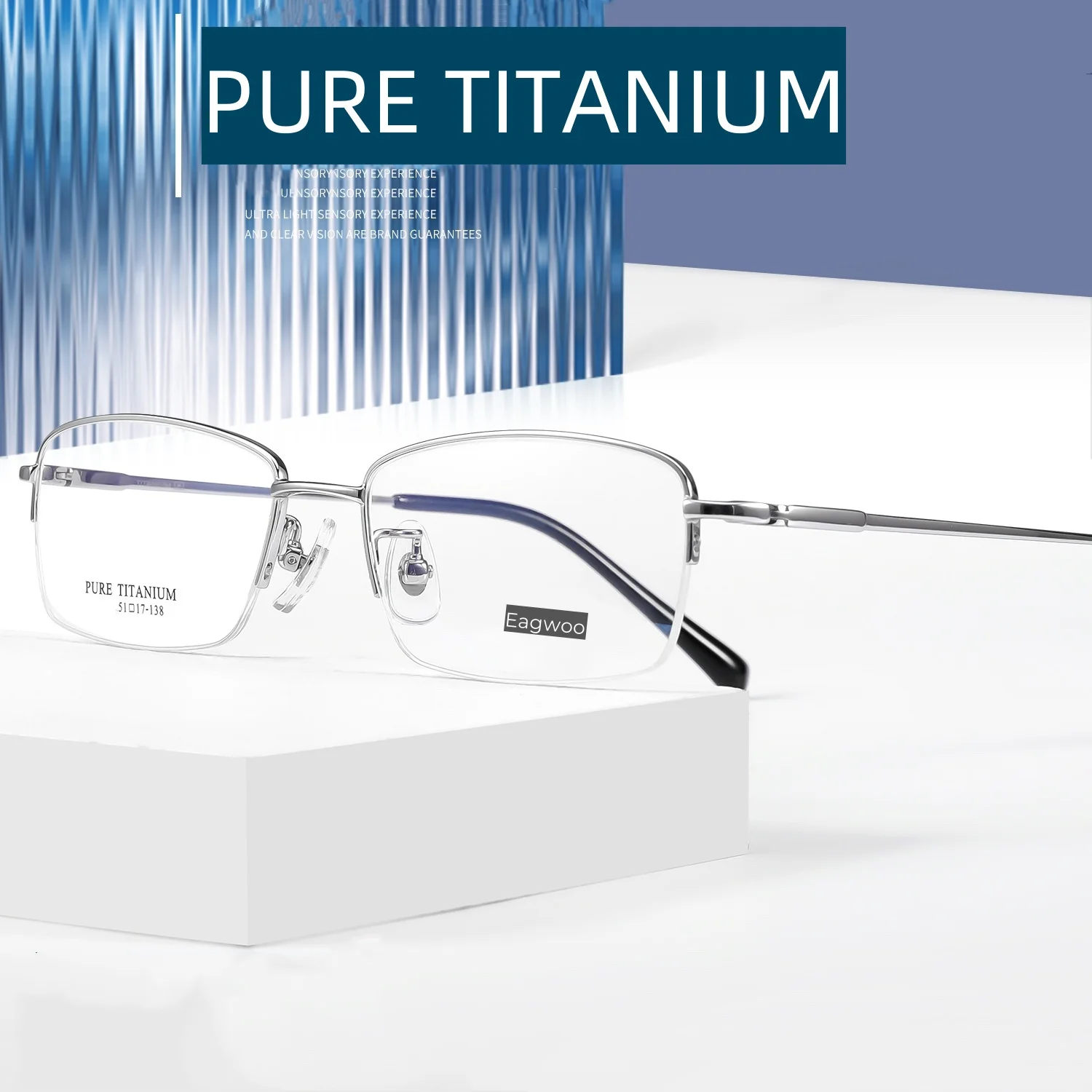 Pure Titanium Eyeglasses Half Rim Optical Frame Prescription Spectacle For Men Eye glasses 51mm Wide Small Face Suitable