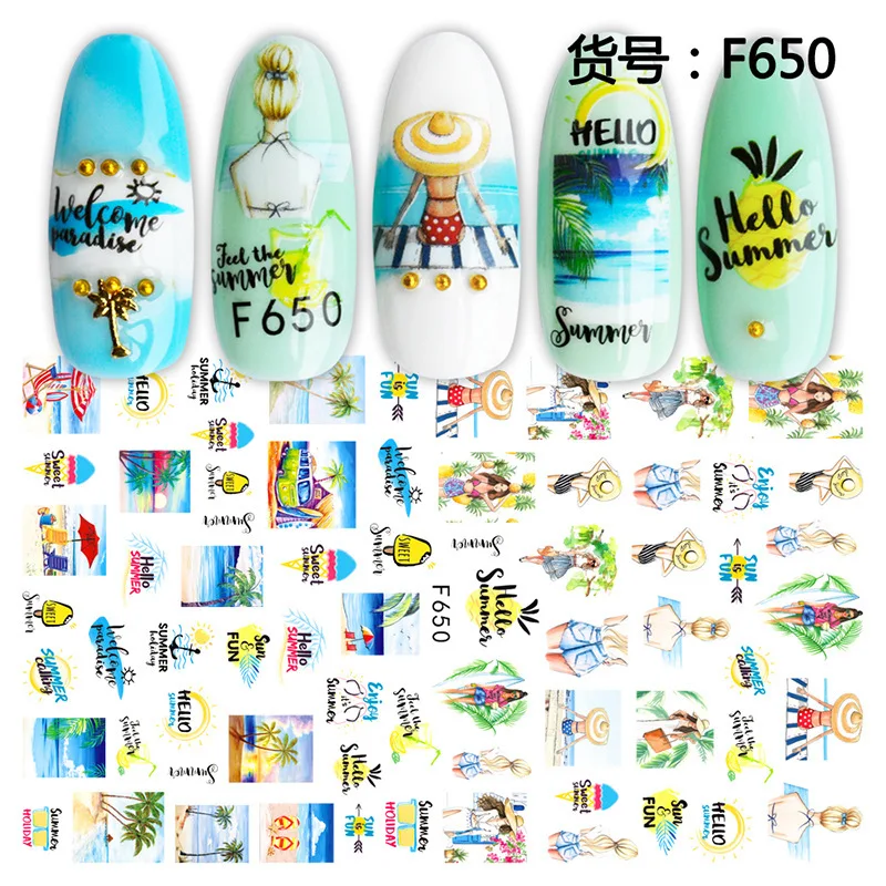 Frühling Obst Blätter 3D Nail art Decals Strand Shell Nail art Schmuck Aufkleber Abziehbilder DIY Nagel Kunst Aufkleber Nagel Kunst liefert