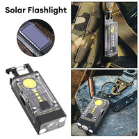 Solar Keychain Light COB LED Flashlight Rechargeable Camping Lamp Magnetic Repair Light Waterproof Emergency Lamp Warning Light