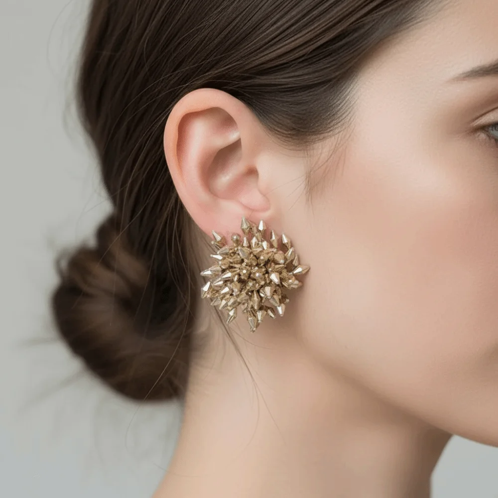 1Pair Fashion Exaggerated Explosion Earrings High End Plastic Ear Jewelry Flower Tassel Earrings Beads Earrings