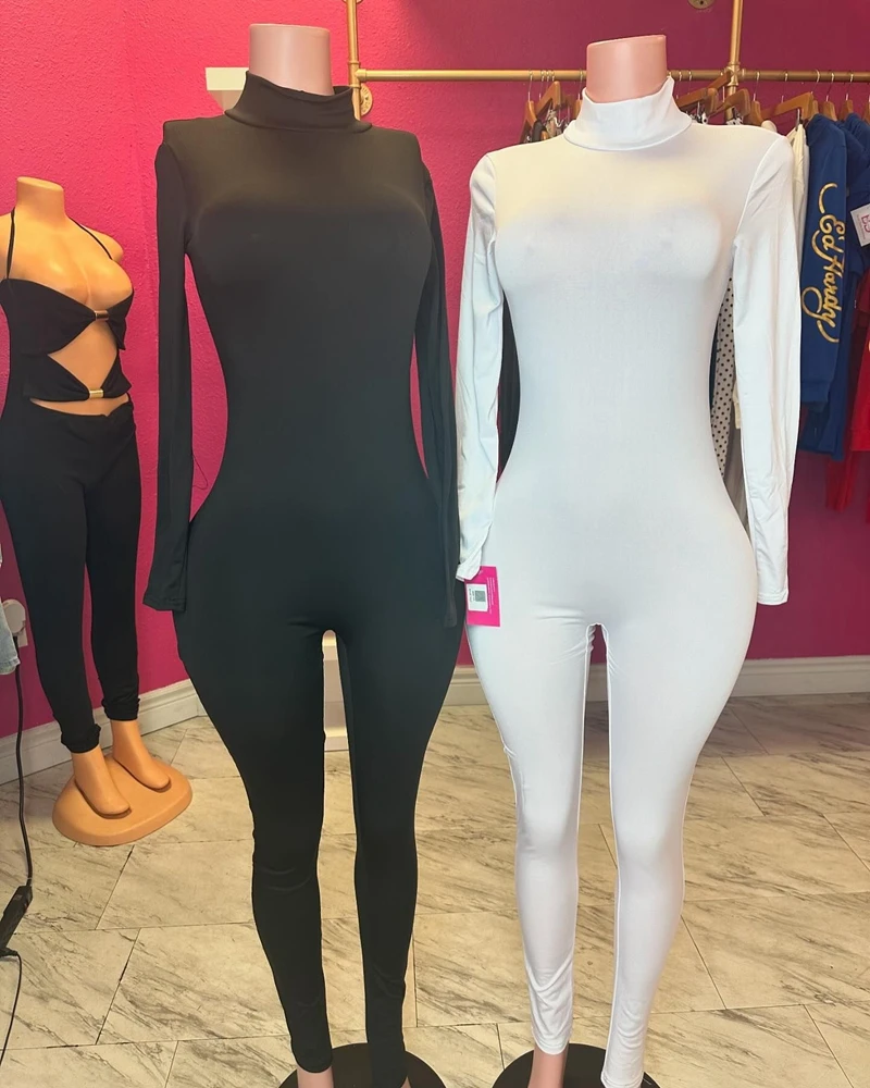 STYLISH LADY Elegant Sports Jumpsuits 2025 Autumn Women Long Sleeve Turtleneck Bodycon High Elastic Solid One Piece Overalls