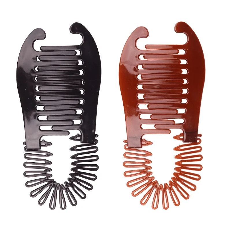 Double Teeth Interlocking Hair Claw Clip Plastic Spring Interlock Hair Barrettes Ponytail Holder Hair Styling Accessories