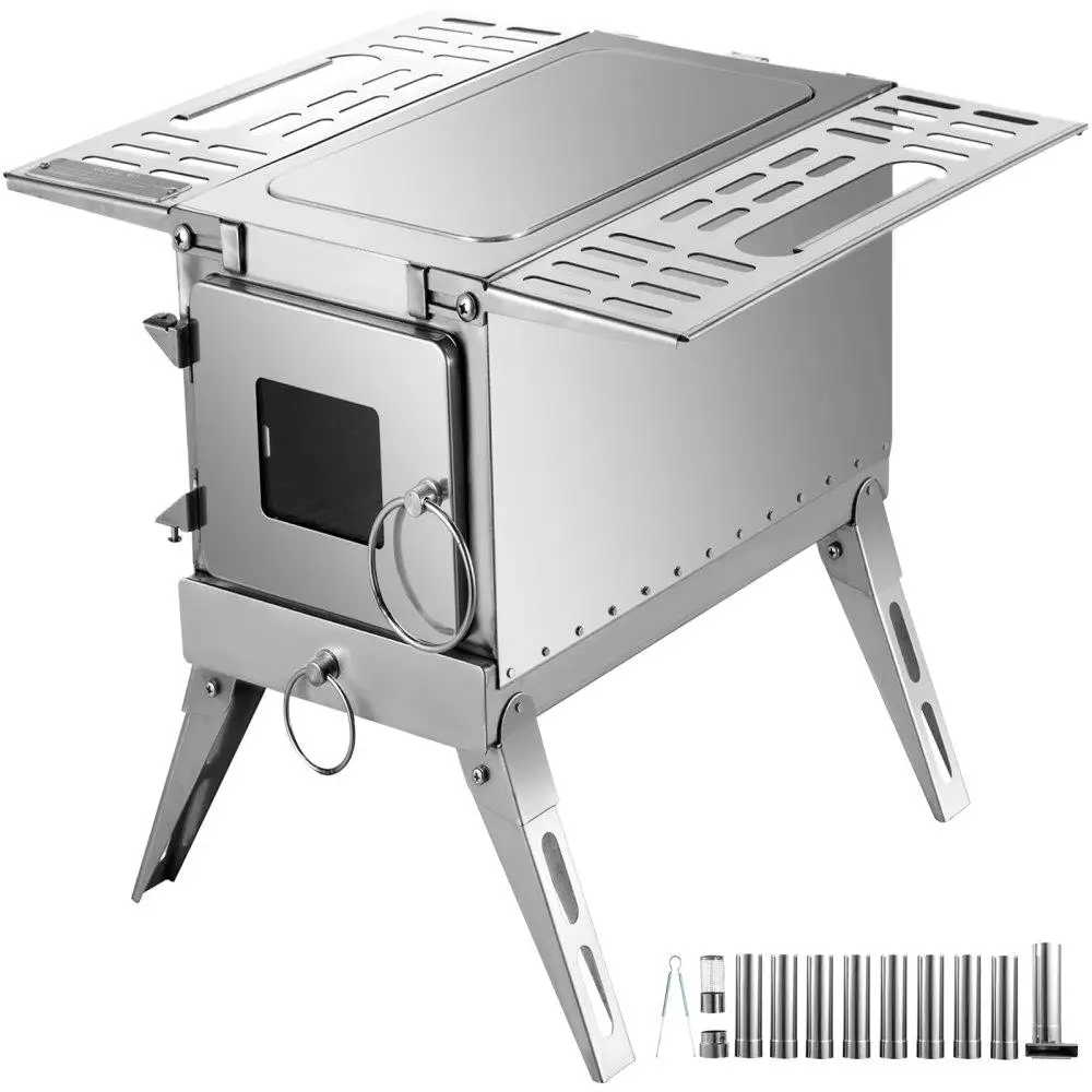 

90.6'' Outdoor Portable Wood Stove with Stainless Steel Folding Pipe for camping , Tent Heating, , and Cooking