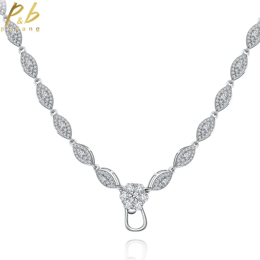 

PuBang Fine Jewelry 100% 925 Sterling Silver Full Gem Necklace Created Moissanite for Women Anniversary Party Gift Drop Shipping