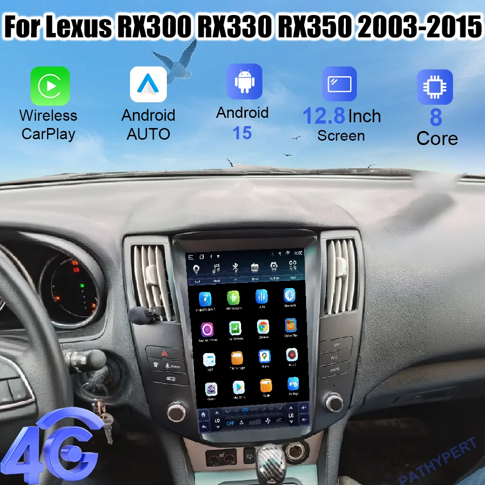

Android 15 For Lexus RX300 RX330 RX350 2003-2015 Car Multimedia Player 12.8" Radio CarPlay Touch Screen Stereo Bluetooth GPS 4G