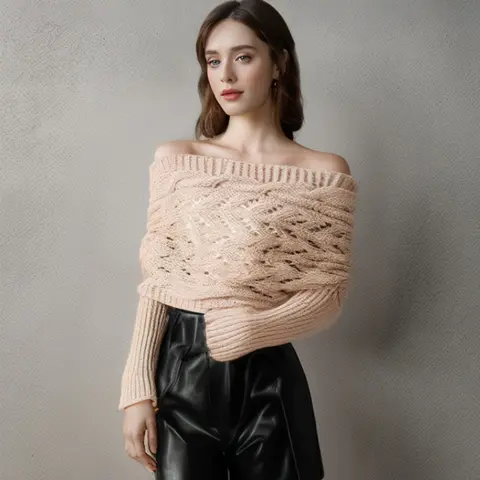 Multifunctional Scarf with Sleeves for Women Autumn Winter Windproof Warm Shawl Wrap with Sleeve Solid Color Knitted Wrap Scarf