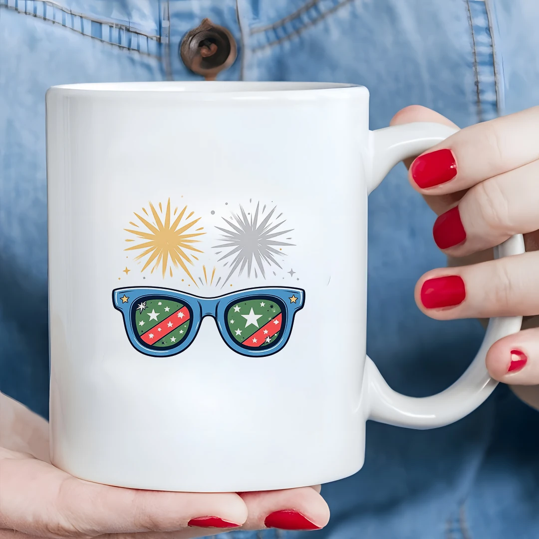 

11oz Mug + Holiday Cartoon Frame Eyeglasses Cup + Christmas Fireworks Cup + Kids Office Cup - Essential Family Gift