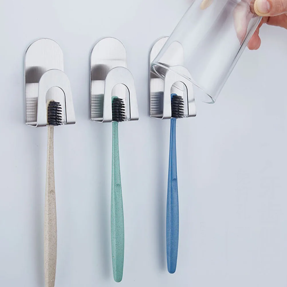 

2Pcs Toothbrush Stainless Steel Toothbrush Holder Wall Mounted Wall Mounted Rack ganizer Space Saving Bathroom Accessories Dry
