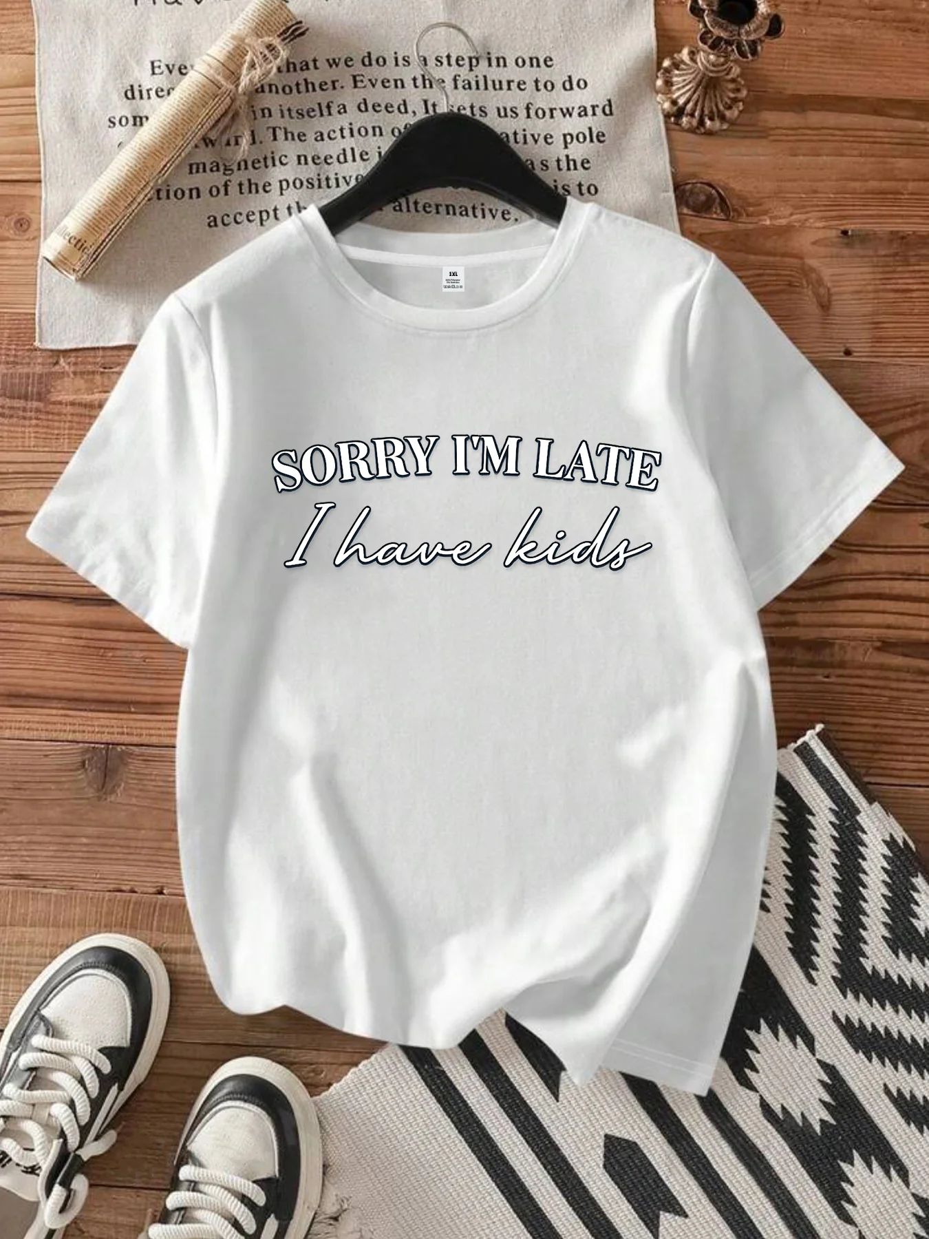 

【WDS0052】Plus size women's round neck short sleeve T-shirt with elastic half sleeves and trendy prints