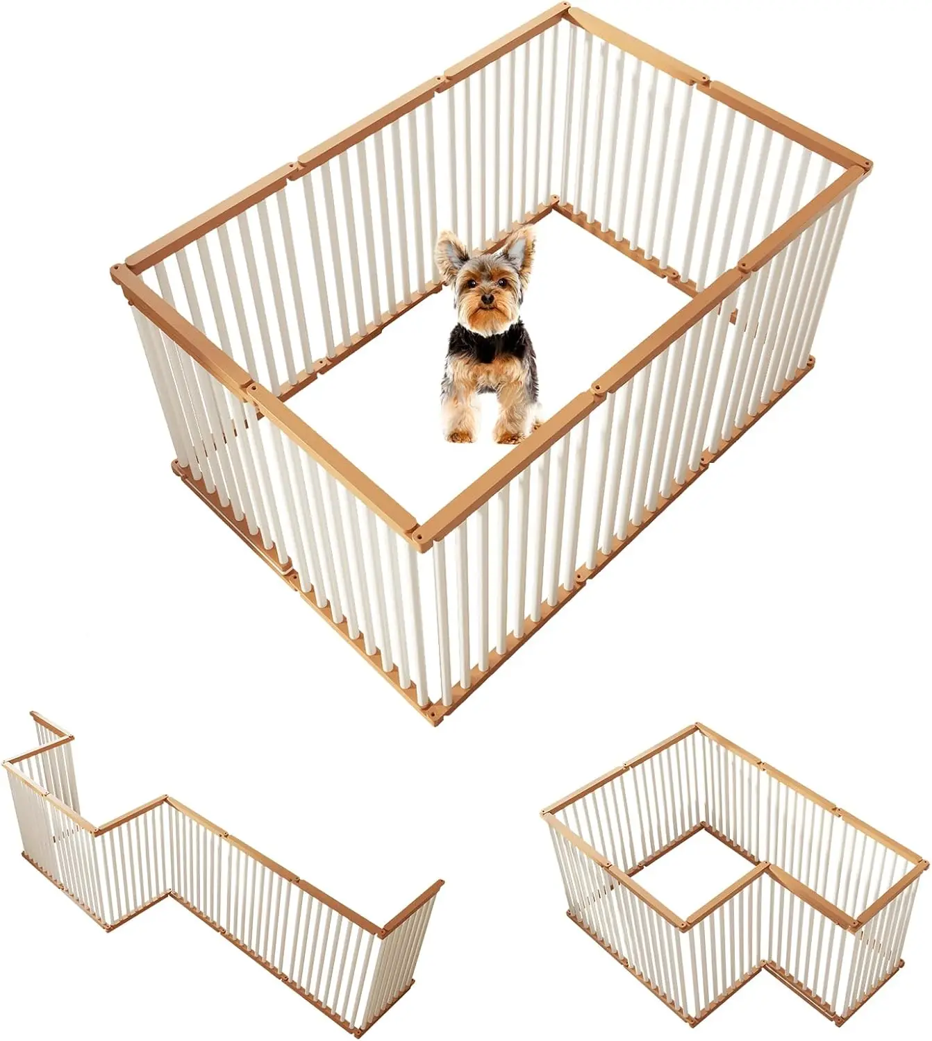 Dog Playpen Foldable Metal Pet Pen Fence Pet Door 10 Panels For Medium/Small Dogs, Indoor & Outdoor,Portable Pet Playpen For