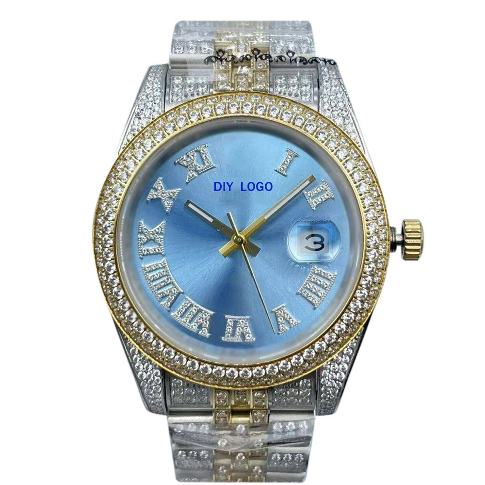 DIY Custom Logo 41mm Opulent Diamond Watches Men – Ideal for Business and Casual Wear, Unique Regalo para Hombre