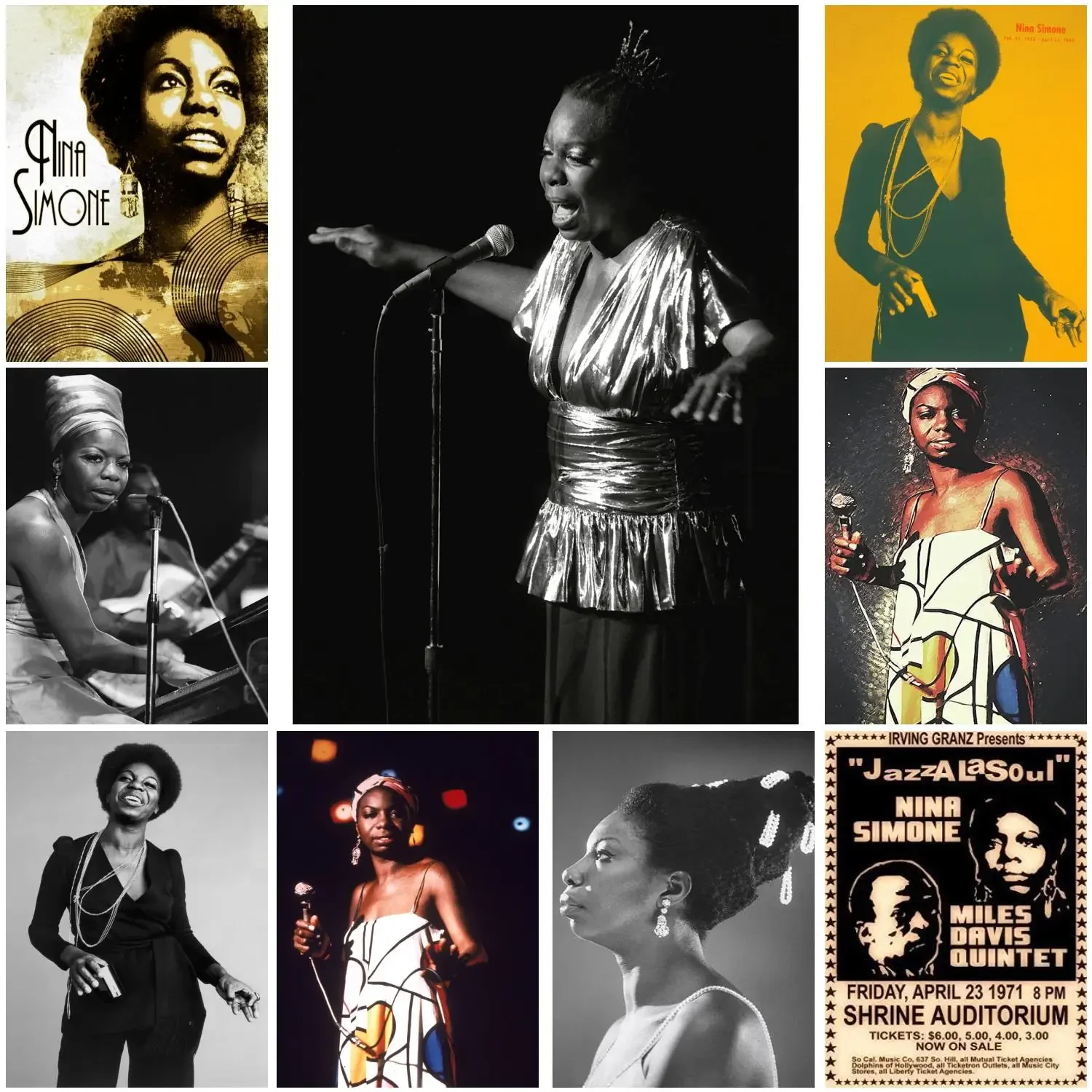 poster nina simone singer Poster Prints Wall Art Canvas Painting Poster For Modern Family Living Room Home Decor