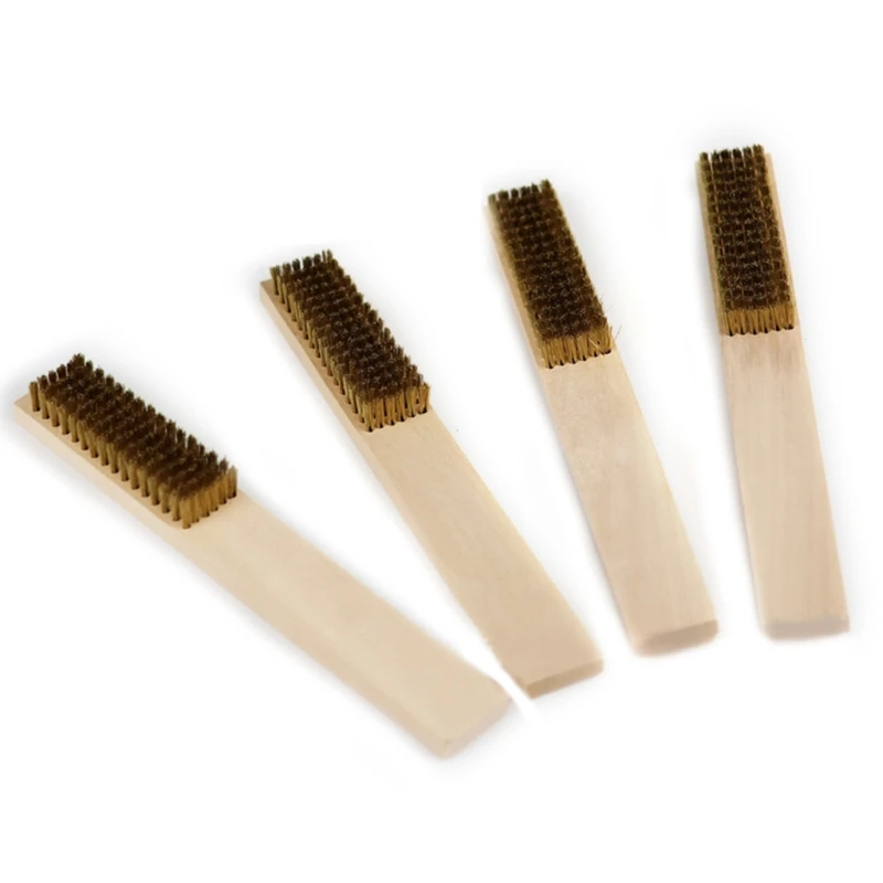 Wire Brush for Cleaning Rust Removal Plated Bristles with Wood Handle Grip for Dirt & Paint Scrubbing Removing 40JE