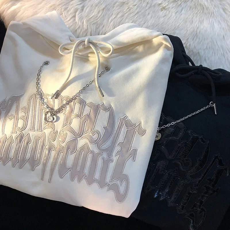 Women's Hoodie Spring Winter Korean Loose Couple Chain Pullover Oversize Loose Hip Hop Hoodies Women Sweatshirt Men Streetwear