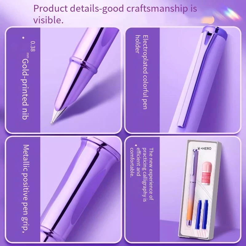 Hero 337M Erasable Fountain Pen for Kids – Posture Grip, Beginner Writing Tool
