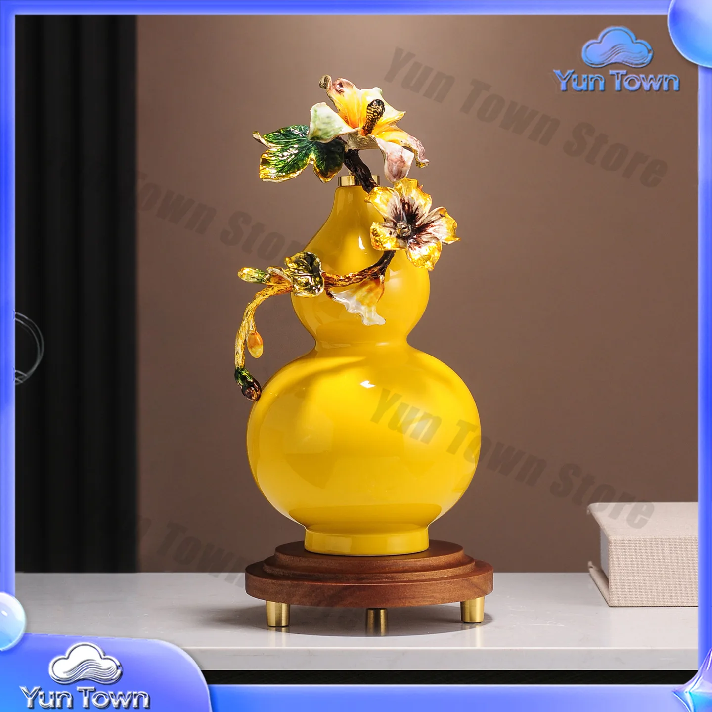 New Chinese high-end ceramic gourd ornament, living room entrance TV cabinet wine cabinet moving gift, housewarming gift