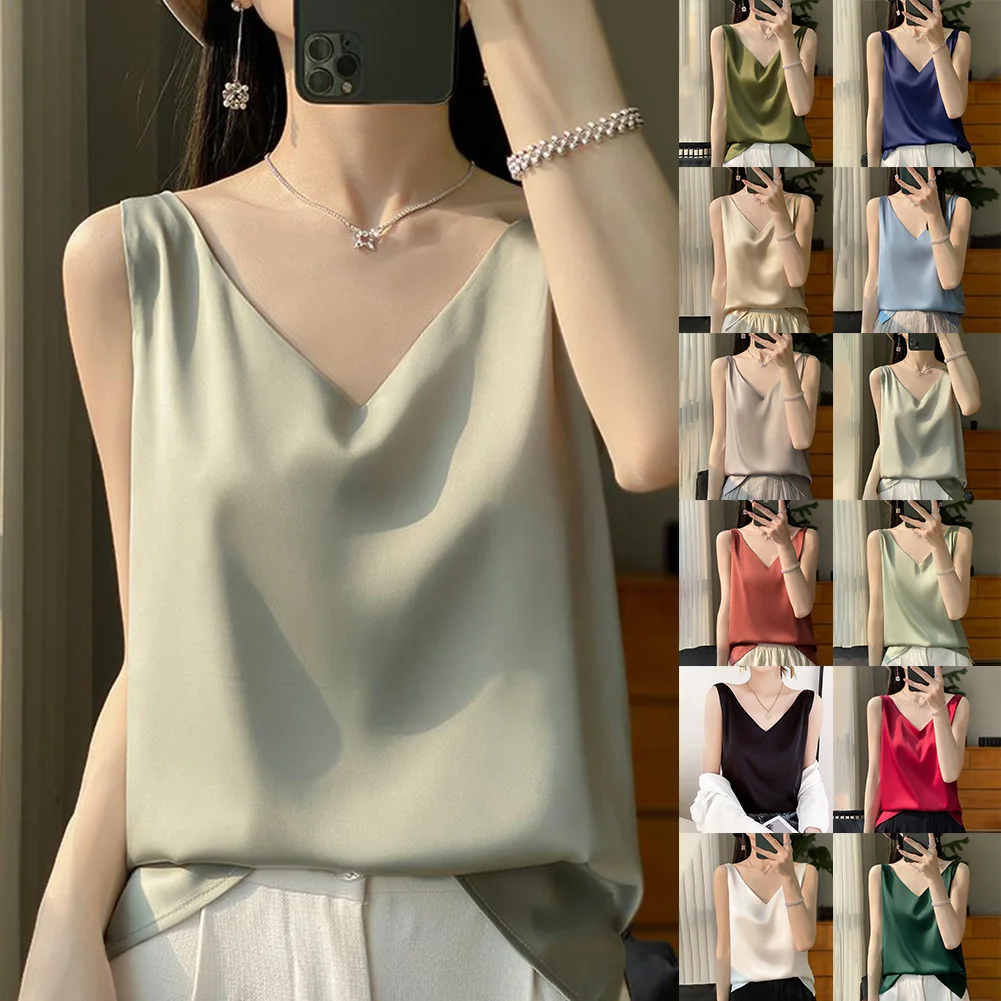 크롭 여성용 새틴 셔츠 사계절 착용 폴리에스터 원단 레귤러 길이 약간의 신축성 있는 원단 단색 패턴