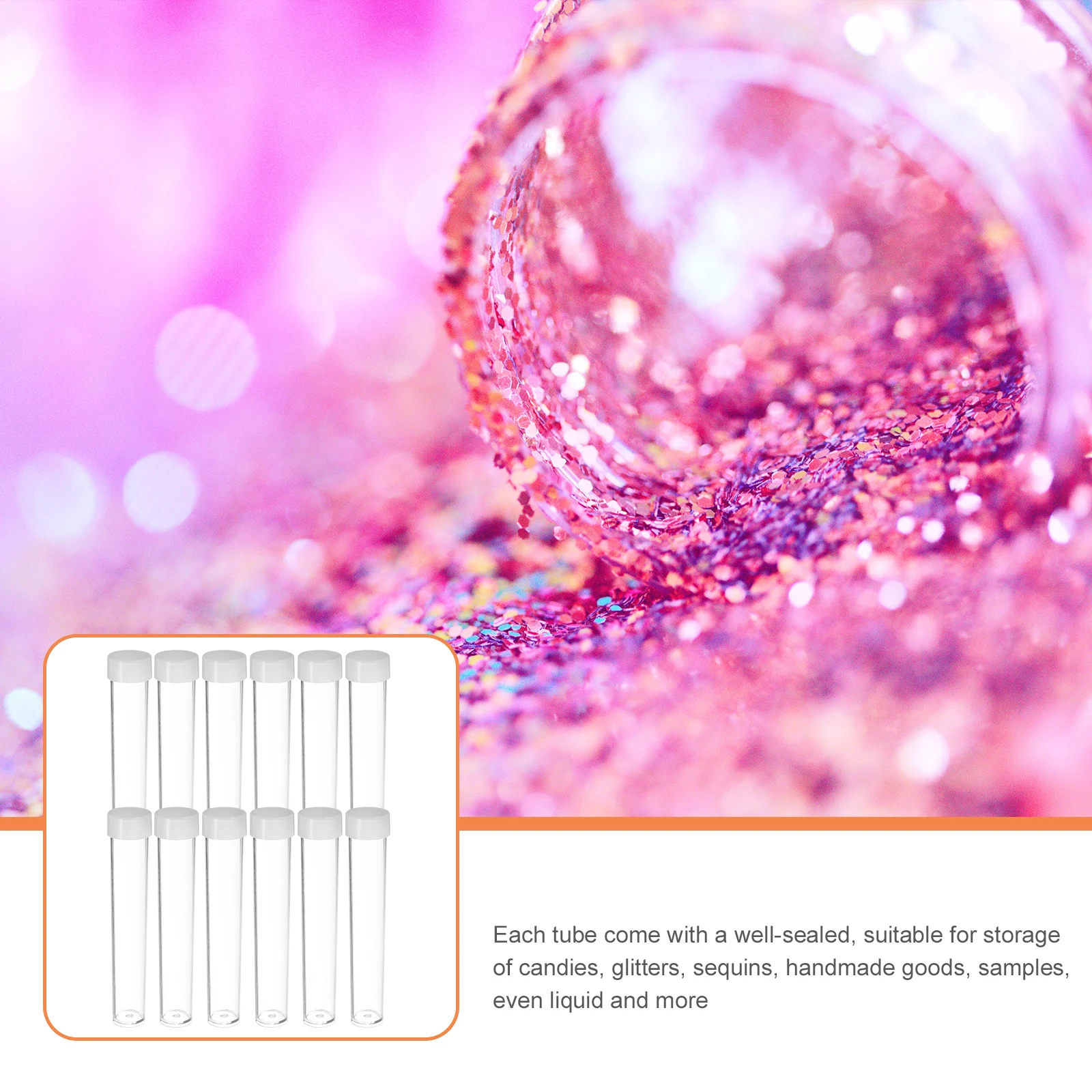 

30Pcs Clear Plastic Storage Tubes Containers Sequins Bottles for Craft Glitter Liquid Samples Glitter Containers
