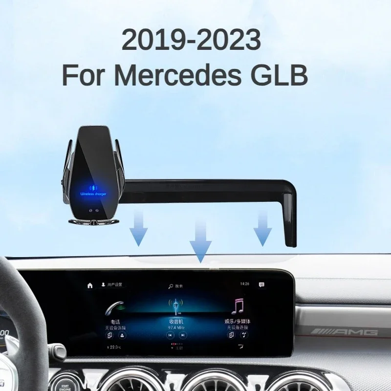 

Автомобильный держатель для экрана 2019-2023 для Mercedes Benz GLB, беспроводное зарядное устройство, модификация навигации, внутренний размер 10,25 дюйма