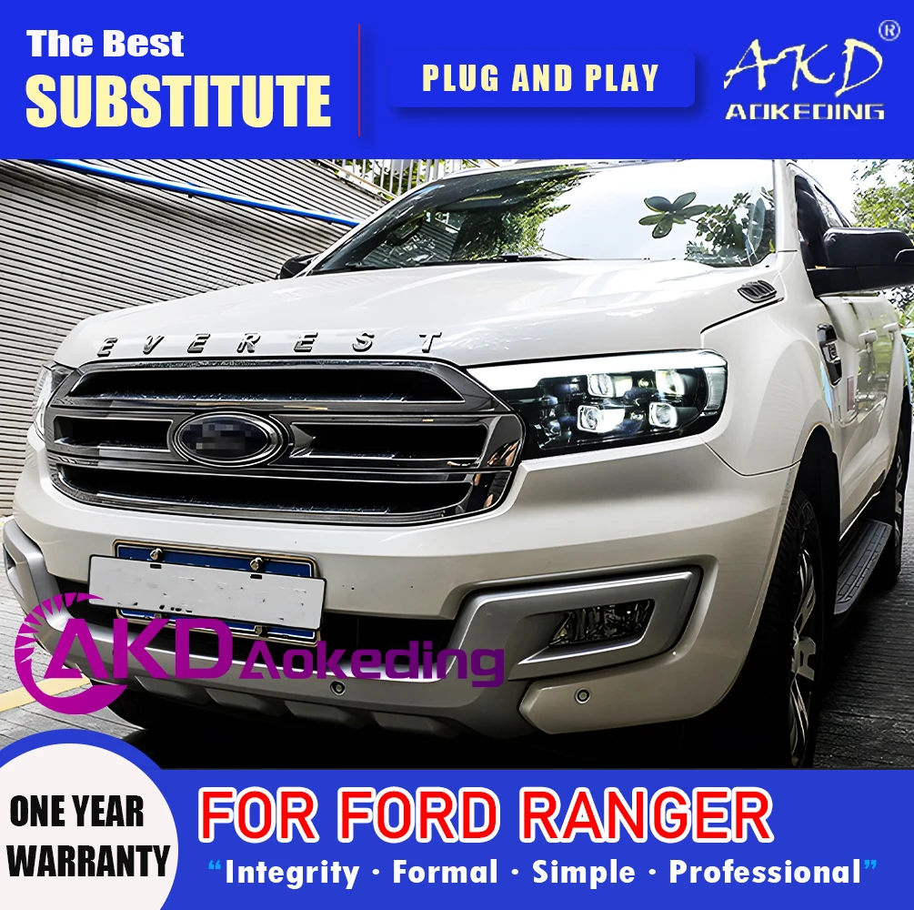 

AKD Head Lamp for Ford Ranger LED Headlight 2016-2020 Headlights Ranger DRL Turn Signal High Beam Angel Eye Projector Lens